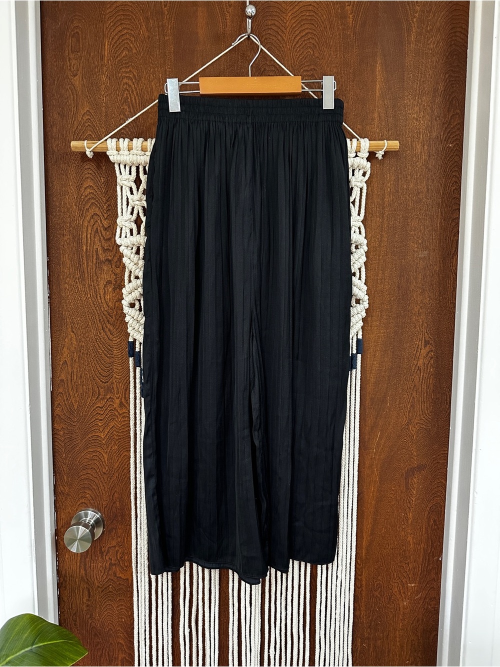 Zara Satin Flowy Wide-Leg 7/8 Pants